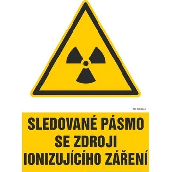 Sledované pásmo - ionizující záření - samolepka 200 x 280 mm