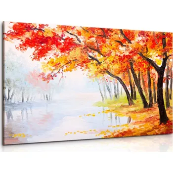 Obraz Malvis ® Obraz Podzimní les u jezera reprodukce Velikost: 90x60 cm