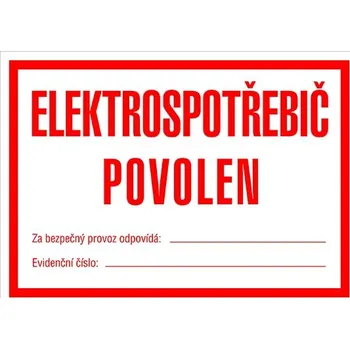 Informační tabulka Elektrospotřebič povolen - tabulka 200 x 280 mm