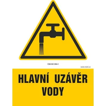 Značení Hlavní uzávěr vody - tabulka 140 x 200 mm