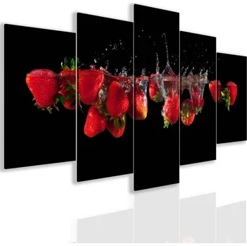 Malvis ® Pětidílný obraz červené jahody Velikost: 200x100 cm