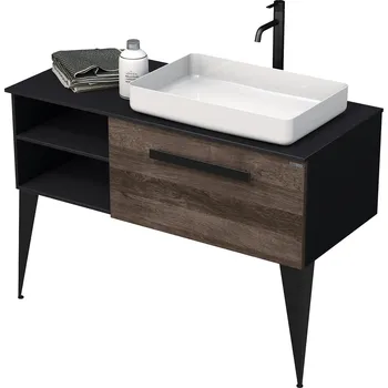 Koupelnový nábytek Koupelnová skříňka pod umyvadlo Naturel Luxe 110x36x50 cm černá břidlice/dřevo lesk LUXE110PCDLBU50