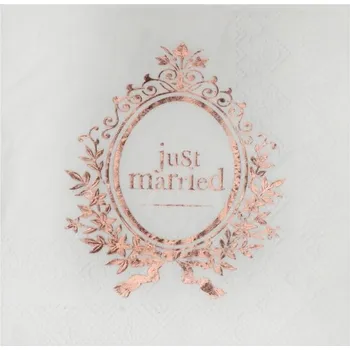 Papírový ubrousek Santex UBROUSKY Just Married Rose Gold 25x25cm 20ks