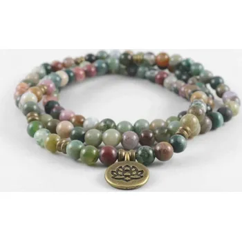 Náhrdelník Indický achát, náramek, náhrdelník se symbolem lotosového květu