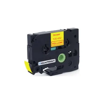 Pásek do tiskárny Gigaprint za páska BROTHER TZe-652 24mm červený tisk/žlutý podklad, laminovaná - kompatibilní