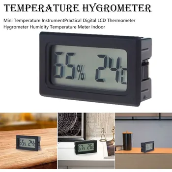 Domácí teploměr Digitální teploměr vlhkoměr do panelu s vestavěným čidlem černá