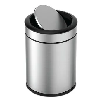Odpadkový koš Koš pokojový, dvouplášťový, kulatý, s víkem, broušená nerez, 6 l UMHM9038C-6LssN