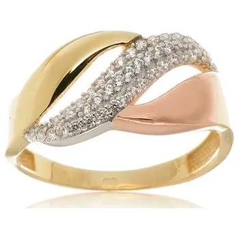 Prsten Dámský zlatý prsten se zirkony PR0409F + DÁREK ZDARMA