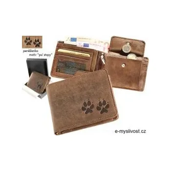 Peněženka E-myslivost Kožená myslivecká peněženka - motiv Psí stopy