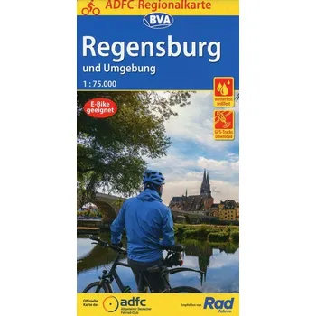 ADFC-Regionalkarte Regensburg und Umgebung mit Tagestouren-Vorschlägen, 1:75.000, reiß- und wetterfest, GPS-Tracks Download