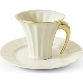 Stolování Šálek s&nbsp;podšálkem, zlatý, slon. kost, 0,20 l, Rudolf Kämpf