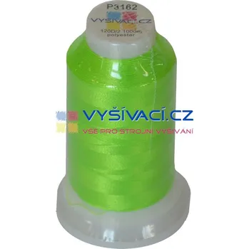Nit vyšívací nit polyester barva zelená P3162 návin 1000m NK- balení: 1 kón návin 1000m 36,30 Kč s DPH za kón při nákupu balení 10 kusů