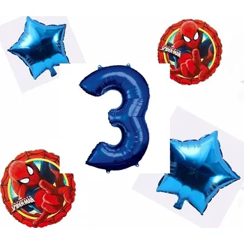 Balónek Balónkový set Spiderman modrý, 3.narozeniny, 5 ks