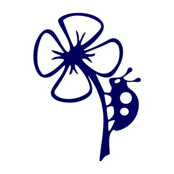 Samolepící dekorace Beruška na lístečku levá (23 - tmavě modrá) SAMOLEPKA NA AUTO, NÁLEPKA, FÓLIE, POLEP, TUNING, VLASTNÍ TEXT, TISK, AUTOSAMOLEPKY.cz, POLEPY, OBRÁZEK, LOGO, 3D STICKERS