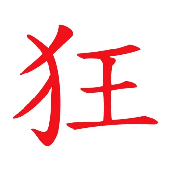 Polep vozidla SAMOLEPKA Čínský znak Crazy (10 - červená) NA AUTO, NÁLEPKA, FÓLIE, POLEP, TUNING, VLASTNÍ TEXT, TISK, AUTOSAMOLEPKY.cz, POLEPY, OBRÁZEK, LOGO, SAMOLEPKY