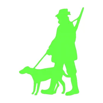 Samolepící dekorace Myslivec 002 levá (71 - Fluorescentní zelená) SAMOLEPKA NA AUTO, NÁLEPKA, FÓLIE, POLEP, TUNING, VLASTNÍ TEXT, TISK, AUTOSAMOLEPKY.cz, POLEPY, OBRÁZEK, LOGO, 3D STICKERS