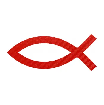 samolepka Jesus rybička 002 křesťanský symbol (53 - 3D karbon červený) SAMOLEPKA NA AUTO, NÁLEPKA, FÓLIE, POLEP, TUNING, VLASTNÍ TEXT, TISK, AUTOSAMOLEPKY.cz, POLEPY, OBRÁZEK, LOGO, 3D STICKERS