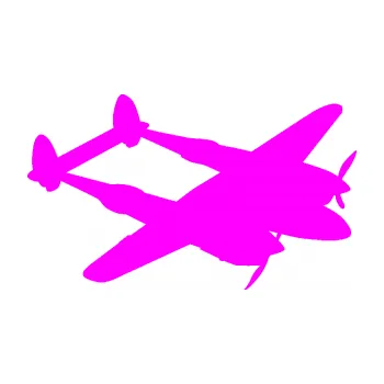 Autodoplněk Samolepka na auto Bombardovací letoun Lockheed P38 lighting pravá (72 - Fluorescentní růžová) NÁLEPKA, FÓLIE, POLEPY, TUNING, VLASTNÍ TEXT, TISK, AUTOSAMOLEPKY.cz, SAMOLEPKY, OBRÁZEK, LOGO, VÝROBA, PRODEJ