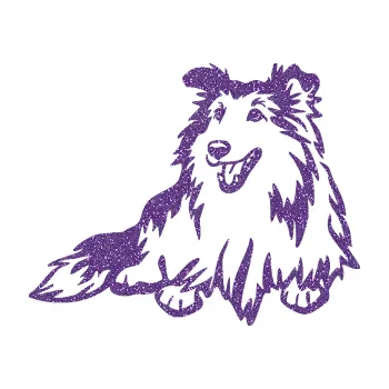 Polep vozidla SAMOLEPKA Pes 162 levá sheltie (87 - Ultra Metalic fialová) NA AUTO, NÁLEPKA, FÓLIE, POLEP, TUNING, VLASTNÍ TEXT, TISK, AUTOSAMOLEPKY.cz, POLEPY, OBRÁZEK, LOGO, SAMOLEPKY