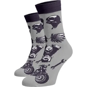 Pánské ponožky Veselé motorkářské ponožky Šedá Bavlna 42-44