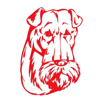 samolepka Pes 006 pravá Knírač (10 - červená) SAMOLEPKA NA AUTO, NÁLEPKA, FÓLIE, POLEP, TUNING, VLASTNÍ TEXT, TISK, AUTOSAMOLEPKY.cz, POLEPY, OBRÁZEK, LOGO, 3D STICKERS