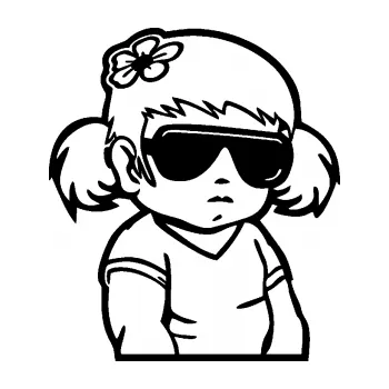 Samolepicí dekorace na vozidlo Dítě v autě 057 pravá holčička s brýlemi (01 - černá) SAMOLEPKA NA AUTO, NÁLEPKA, FÓLIE, POLEP, TUNING, VLASTNÍ TEXT, TISK, AUTOSAMOLEPKY.cz, POLEPY, OBRÁZEK, LOGO, 3D STICKERS