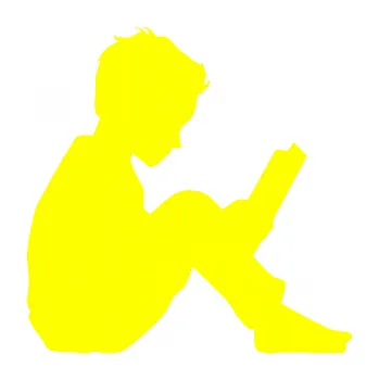 samolepka Děti silueta 002 pravá chlapec s knížkou (05 - žlutá citron) SAMOLEPKA NA AUTO, NÁLEPKA, FÓLIE, POLEP, TUNING, VLASTNÍ TEXT, TISK, AUTOSAMOLEPKY.cz, POLEPY, OBRÁZEK, LOGO, 3D STICKERS