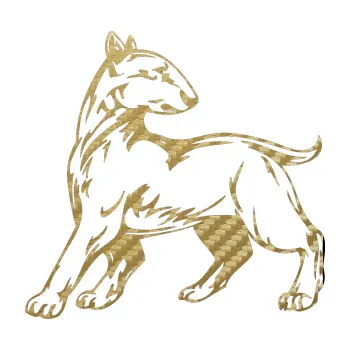 Polep vozidla SAMOLEPKA Pes 011 levá (59 - 3D karbon zlatý) NA AUTO, NÁLEPKA, FÓLIE, POLEP, TUNING, VLASTNÍ TEXT, TISK, AUTOSAMOLEPKY.cz, POLEPY, OBRÁZEK, LOGO, SAMOLEPKY