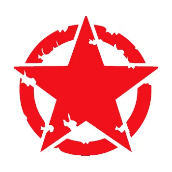 samolepka Hvězda US Army 003 narušená (10 - červená) SAMOLEPKA NA AUTO, NÁLEPKA, FÓLIE, POLEP, TUNING, VLASTNÍ TEXT, TISK, AUTOSAMOLEPKY.cz, POLEPY, OBRÁZEK, LOGO, 3D STICKERS