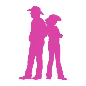 Samolepící dekorace SAMOLEPKA Kovboj a kovbojka 001 levá (16 - růžová) NA AUTO, NÁLEPKA, FÓLIE, POLEP, TUNING, VLASTNÍ TEXT, TISK, AUTOSAMOLEPKY.cz, POLEPY, OBRÁZEK, LOGO, SAMOLEPKY