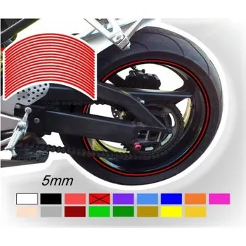 samolepka Světle zelené proužky na ráfek motocyklu šířka 5 mm (Proužky na ráfky barva zelená světlá)