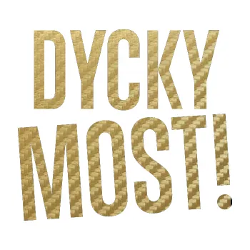 Polep vozidla SAMOLEPKA Dycky Most! nápis nad sebou (59 - 3D karbon zlatý) NA AUTO, NÁLEPKA, FÓLIE, POLEP, TUNING, VLASTNÍ TEXT, TISK, AUTOSAMOLEPKY.cz, POLEPY, OBRÁZEK, LOGO, SAMOLEPKY