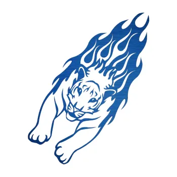 Samolepicí dekorace na vozidlo Animal flames 024 levá tygr (65 - škrábaný kov modrý) SAMOLEPKA NA AUTO, NÁLEPKA, FÓLIE, POLEP, TUNING, VLASTNÍ TEXT, TISK, AUTOSAMOLEPKY.cz, POLEPY, OBRÁZEK, LOGO, 3D STICKERS