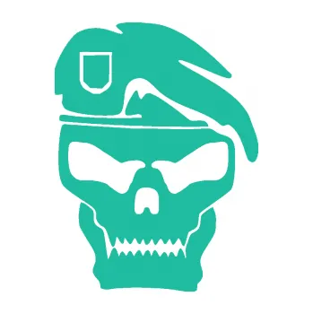 Samolepicí dekorace na vozidlo Lebka army pravá (25 - tyrkysová) SAMOLEPKA NA AUTO, NÁLEPKA, FÓLIE, POLEP, TUNING, VLASTNÍ TEXT, TISK, AUTOSAMOLEPKY.cz, POLEPY, OBRÁZEK, LOGO, 3D STICKERS