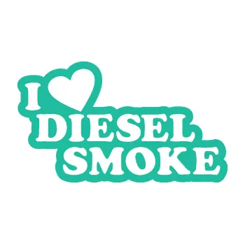 Polep vozidla SAMOLEPKA I love diesel smoke nápis (25 - tyrkysová) NA AUTO, NÁLEPKA, FÓLIE, POLEP, TUNING, VLASTNÍ TEXT, TISK, AUTOSAMOLEPKY.cz, POLEPY, OBRÁZEK, LOGO, SAMOLEPKY
