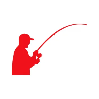 Polep vozidla SAMOLEPKA Rybář 001 pravá (10 - červená) NA AUTO, NÁLEPKA, FÓLIE, POLEP, TUNING, VLASTNÍ TEXT, TISK, AUTOSAMOLEPKY.cz, POLEPY, OBRÁZEK, LOGO, SAMOLEPKY