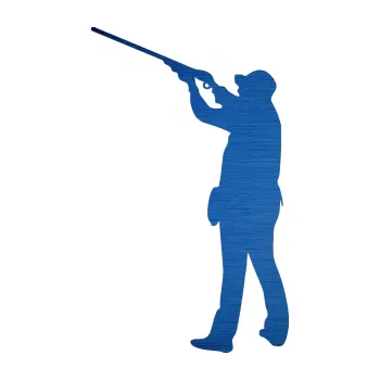 Samolepící dekorace SAMOLEPKA Myslivec 001 levá (65 - škrábaný kov modrý) NA AUTO, NÁLEPKA, FÓLIE, POLEP, TUNING, VLASTNÍ TEXT, TISK, AUTOSAMOLEPKY.cz, POLEPY, OBRÁZEK, LOGO, SAMOLEPKY