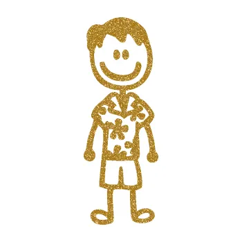 samolepka Cartoon family táta Hawaii (92 - Ultra Metalic zlatá) SAMOLEPKA NA AUTO, NÁLEPKA, FÓLIE, POLEP, TUNING, VLASTNÍ TEXT, TISK, AUTOSAMOLEPKY.cz, POLEPY, OBRÁZEK, LOGO, 3D STICKERS