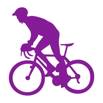 Polep vozidla SAMOLEPKA Cyklista 003 levá (14 - fialová) NA AUTO, NÁLEPKA, FÓLIE, POLEP, TUNING, VLASTNÍ TEXT, TISK, AUTOSAMOLEPKY.cz, POLEPY, OBRÁZEK, LOGO, SAMOLEPKY