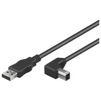 Datový kabel PremiumCord Kabel USB 2.0, A-B, 1m se zahnutým USB-B konektorem 90° KU2AB1-90