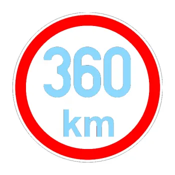 samolepka Maximální rychlost 360km - nejvyšší konstrukční rychlost (03 - světle modrá) SAMOLEPKA NA AUTO, NÁLEPKA, FÓLIE, POLEP, TUNING, VLASTNÍ TEXT, TISK, AUTOSAMOLEPKY.cz, POLEPY, OBRÁZEK, LOGO, 3D STICKERS