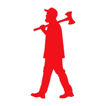 Samolepící dekorace SAMOLEPKA Dřevorubec 002 levá (10 - červená) NA AUTO, NÁLEPKA, FÓLIE, POLEP, TUNING, VLASTNÍ TEXT, TISK, AUTOSAMOLEPKY.cz, POLEPY, OBRÁZEK, LOGO, SAMOLEPKY