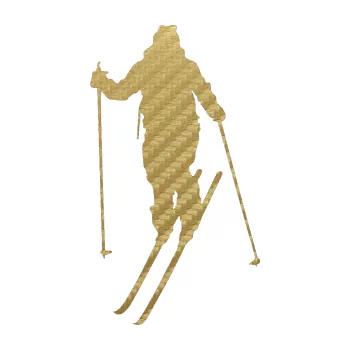 Samolepicí dekorace na vozidlo Lyžař 004 levá (59 - 3D karbon zlatý) SAMOLEPKA NA AUTO, NÁLEPKA, FÓLIE, POLEP, TUNING, VLASTNÍ TEXT, TISK, AUTOSAMOLEPKY.cz, POLEPY, OBRÁZEK, LOGO, 3D STICKERS