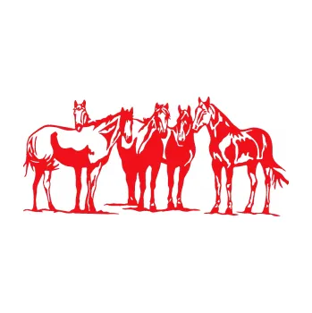 Samolepící dekorace SAMOLEPKA Koníci 001 levá (10 - červená) NA AUTO, NÁLEPKA, FÓLIE, POLEP, TUNING, VLASTNÍ TEXT, TISK, AUTOSAMOLEPKY.cz, POLEPY, OBRÁZEK, LOGO, SAMOLEPKY