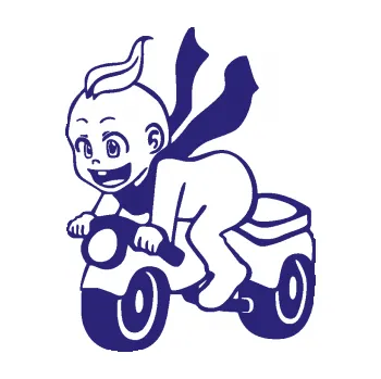 Samolepicí dekorace na vozidlo Dítě v autě 083 levá chlapeček na odrážedle (22 - střední modrá) SAMOLEPKA NA AUTO, NÁLEPKA, FÓLIE, POLEP, TUNING, VLASTNÍ TEXT, TISK, AUTOSAMOLEPKY.cz, POLEPY, OBRÁZEK, LOGO, 3D STICKERS