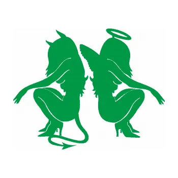 Polep vozidla Čertice 007 levá s andělem (12 - zelená) SAMOLEPKA NA AUTO, NÁLEPKA, FÓLIE, POLEP, TUNING, VLASTNÍ TEXT, TISK, AUTOSAMOLEPKY.cz, POLEPY, OBRÁZEK, LOGO, 3D STICKERS