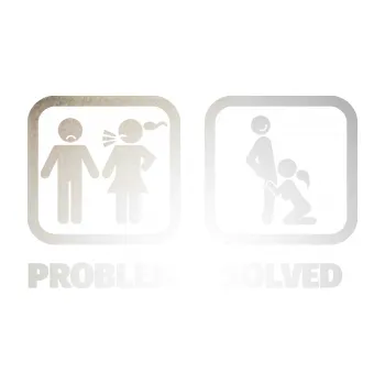 Polep vozidla SAMOLEPKA Problem? Solved 003 (82 - odrazková reflexní bílá) NA AUTO, NÁLEPKA, FÓLIE, POLEP, TUNING, VLASTNÍ TEXT, TISK, AUTOSAMOLEPKY.cz, POLEPY, OBRÁZEK, LOGO, SAMOLEPKY