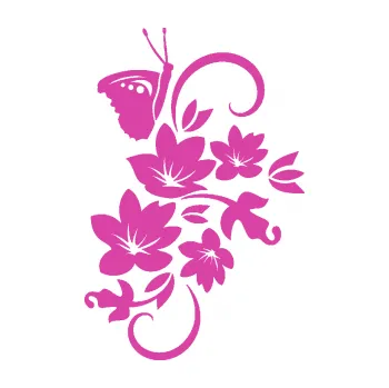 Samolepící dekorace SAMOLEPKA Květina dekor 005 pravá s motýlkem (16 - růžová) NA AUTO, NÁLEPKA, FÓLIE, POLEP, TUNING, VLASTNÍ TEXT, TISK, AUTOSAMOLEPKY.cz, POLEPY, OBRÁZEK, LOGO, SAMOLEPKY