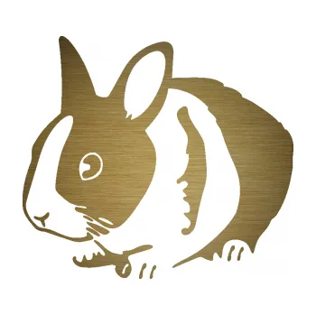 Samolepící dekorace SAMOLEPKA Králík 002 levá zakrslý králíček (64 - škrábaný kov zlatý) NA AUTO, NÁLEPKA, FÓLIE, POLEP, TUNING, VLASTNÍ TEXT, TISK, AUTOSAMOLEPKY.cz, POLEPY, OBRÁZEK, LOGO, SAMOLEPKY