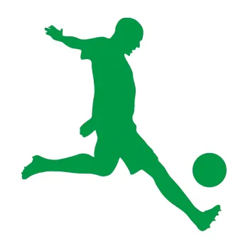 Samolepicí dekorace na vozidlo Fotbalista 028 pravá (12 - zelená) SAMOLEPKA NA AUTO, NÁLEPKA, FÓLIE, POLEP, TUNING, VLASTNÍ TEXT, TISK, AUTOSAMOLEPKY.cz, POLEPY, OBRÁZEK, LOGO, 3D STICKERS